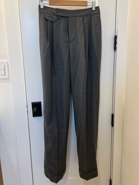 Ralph Lauren Charcoal Gray Pleated Dress Trousers
